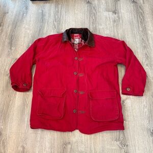 VTG Marlboro Country Store Coat Chore Barn Red Jacket Leather Collar Men’s Large